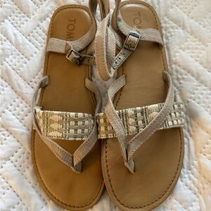 TOMS Beige and Cream Strappy Sandals